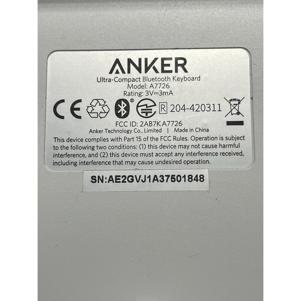Anker Ultra-Compact Bluetooth Keyboard A7726 iOS Android Windows Silver - Picture 4 of 7